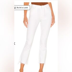 MOTHER Insider Crop Step Fray White High-Waist Jeans
